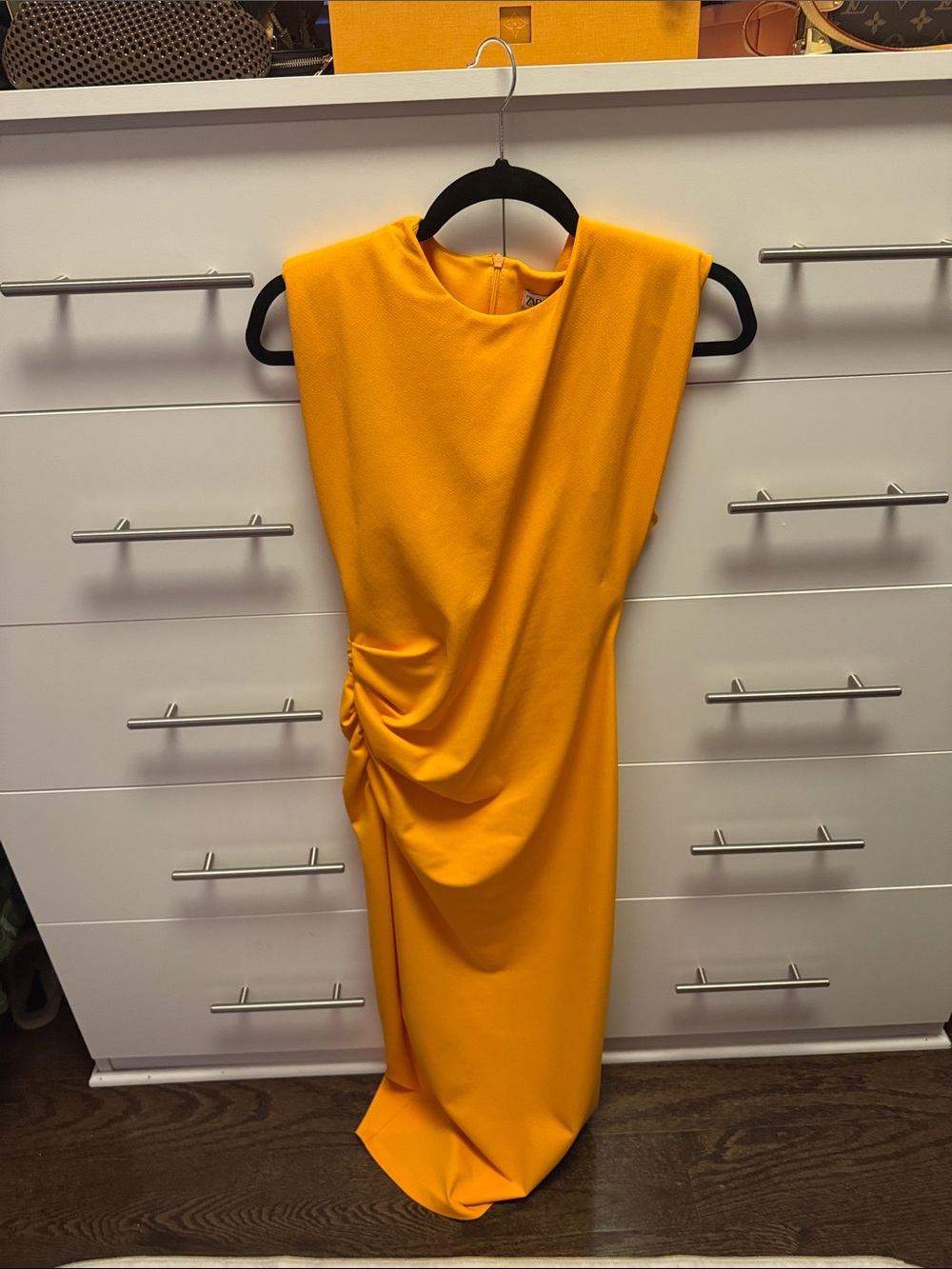 Zara Sleeveless Draped Maxi Dress - Mustard